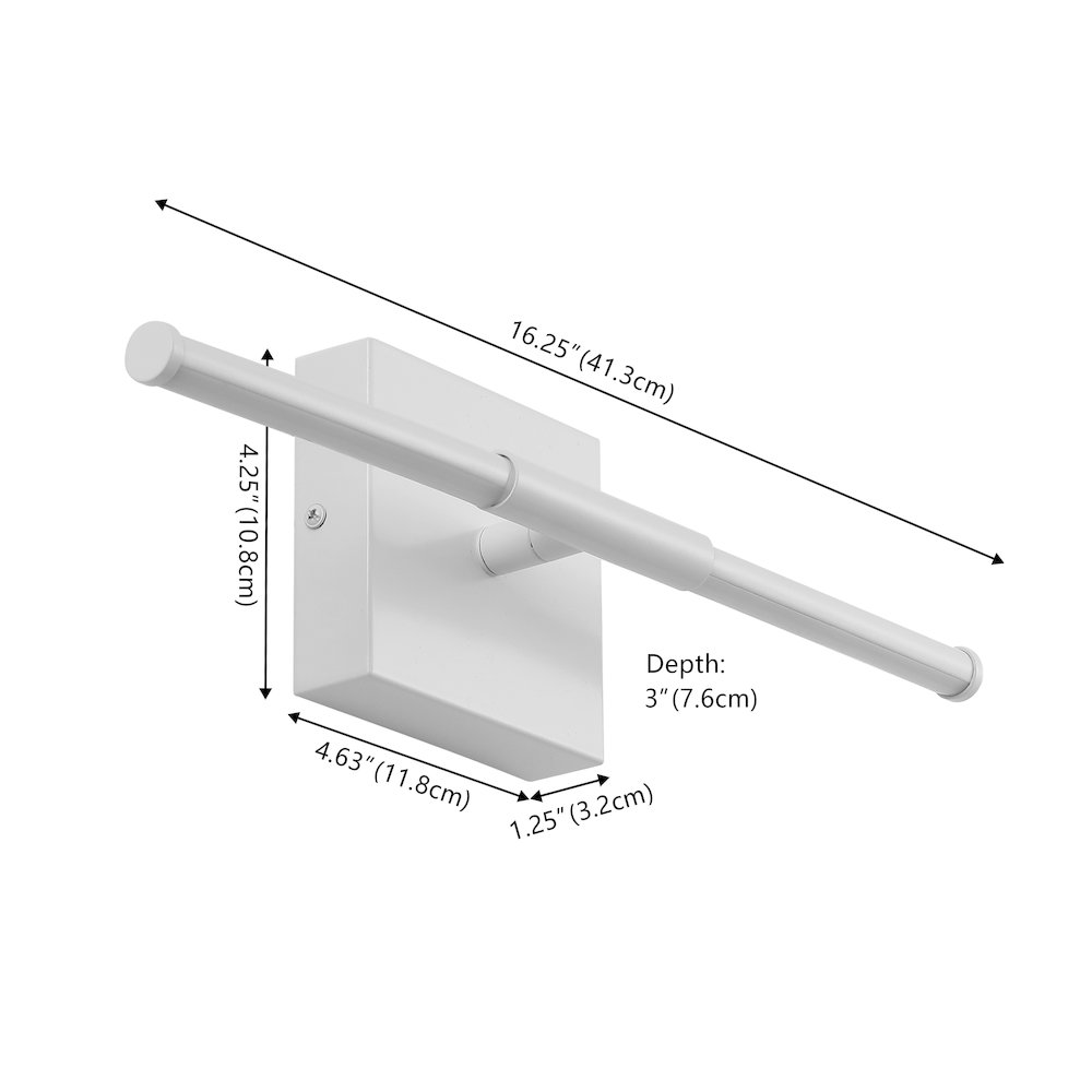 Makena 16.25" Modern Minimalist Dimmable Integrated LED Metal Wall Sconce, White. Picture 6