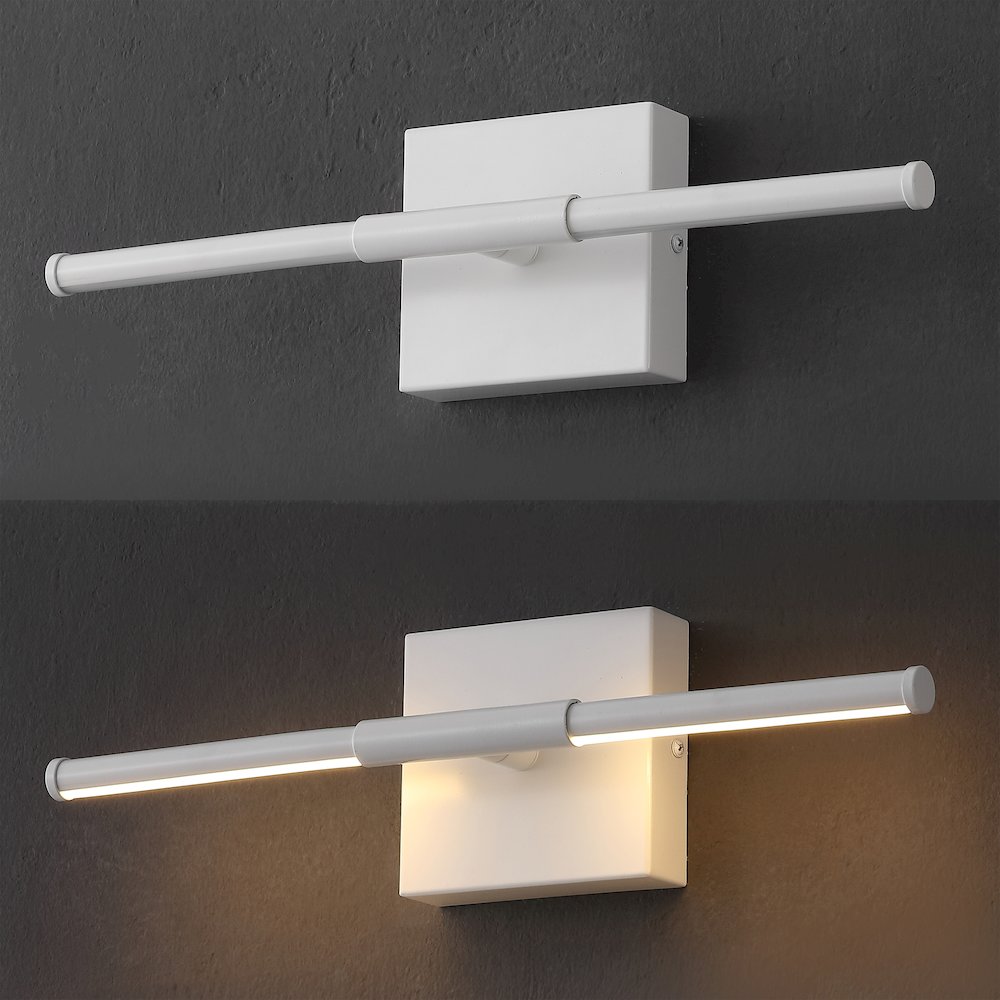 Makena 16.25" Modern Minimalist Dimmable Integrated LED Metal Wall Sconce, White. Picture 5