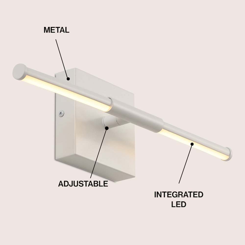 Makena 16.25" Modern Minimalist Dimmable Integrated LED Metal Wall Sconce, White. Picture 3