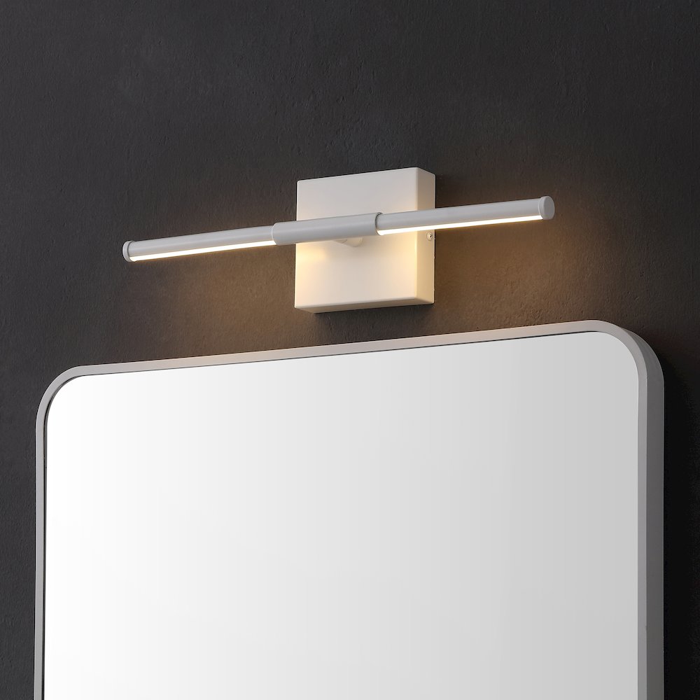 Makena 16.25" Modern Minimalist Dimmable Integrated LED Metal Wall Sconce, White. Picture 7
