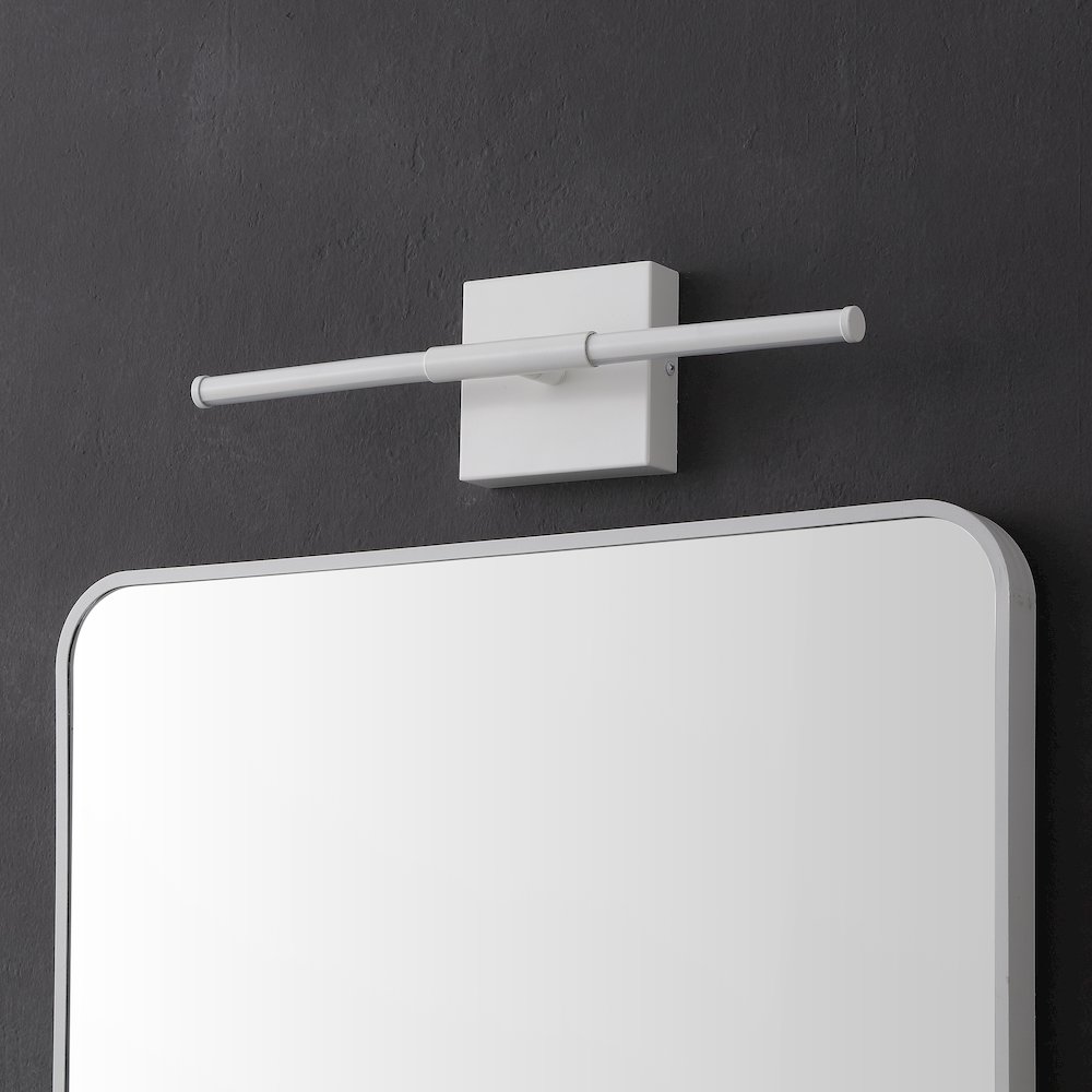 Makena 16.25" Modern Minimalist Dimmable Integrated LED Metal Wall Sconce, White. Picture 2