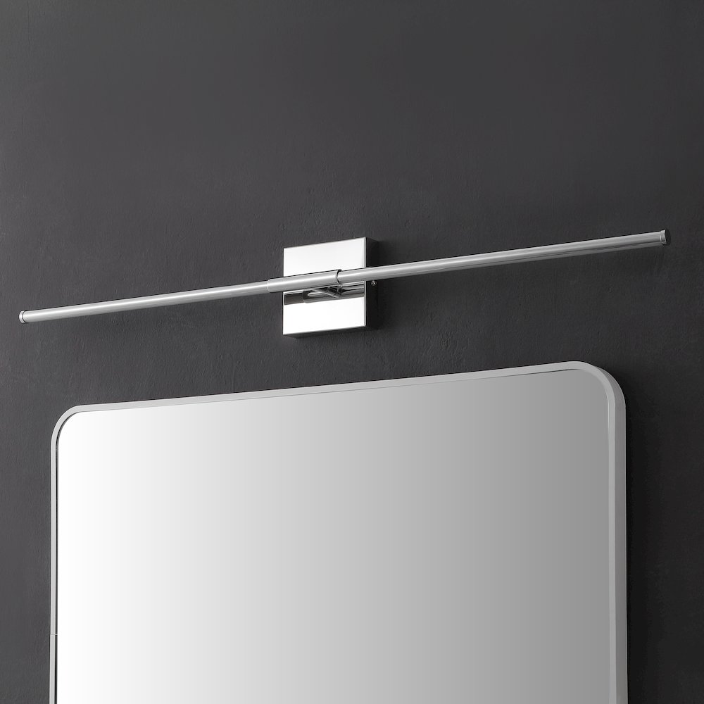Makena 32" Modern Minimalist Dimmable Integrated LED Metal Wall Sconce, Chrome. Picture 2