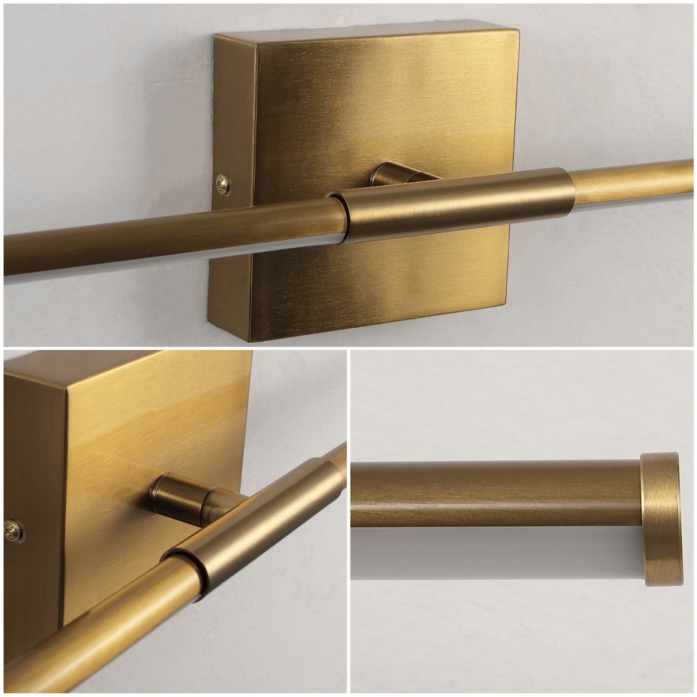 32" Modern Minimalist Dimmable Integrated LED Metal Wall Sconce, Brass Gold. Picture 4