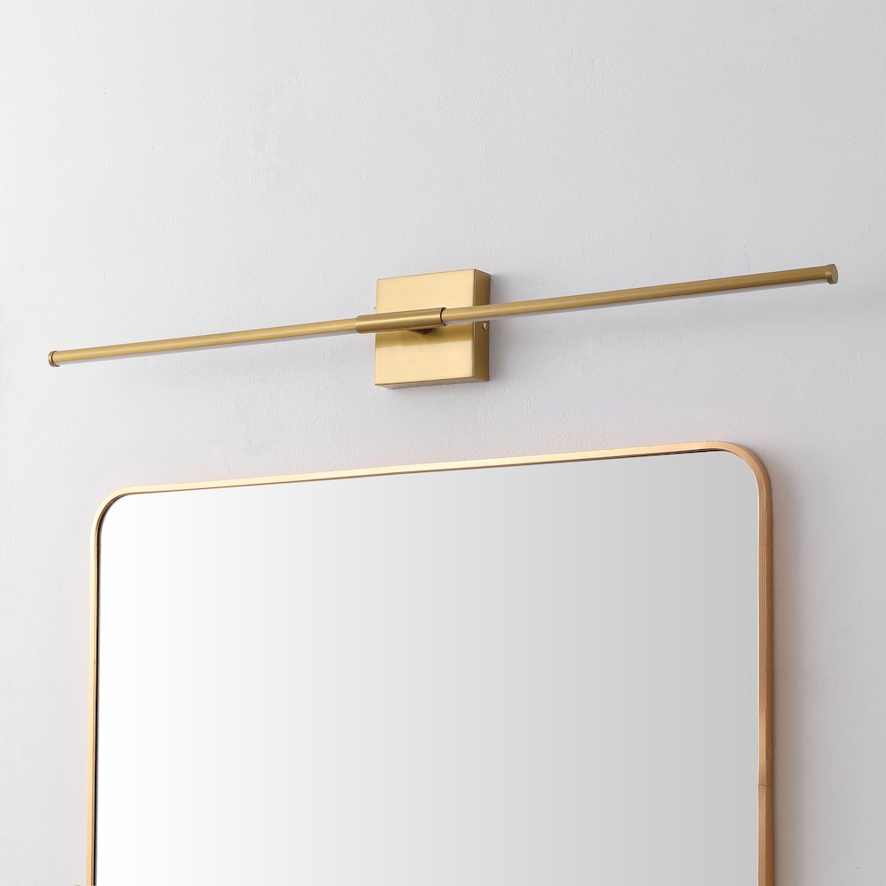 32" Modern Minimalist Dimmable Integrated LED Metal Wall Sconce, Brass Gold. Picture 2