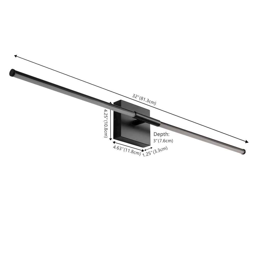 Makena 32" Modern Minimalist Dimmable Integrated LED Metal Wall Sconce, Black. Picture 6