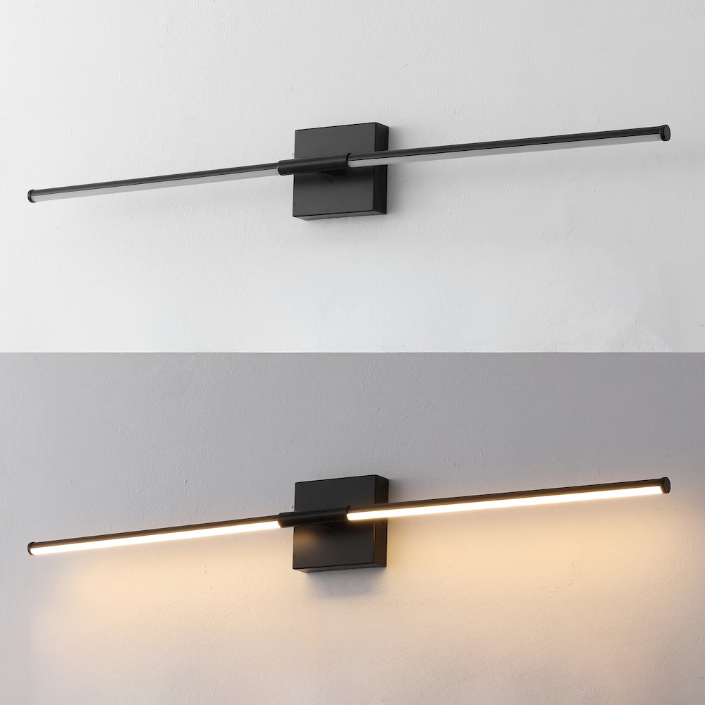 Makena 32" Modern Minimalist Dimmable Integrated LED Metal Wall Sconce, Black. Picture 5