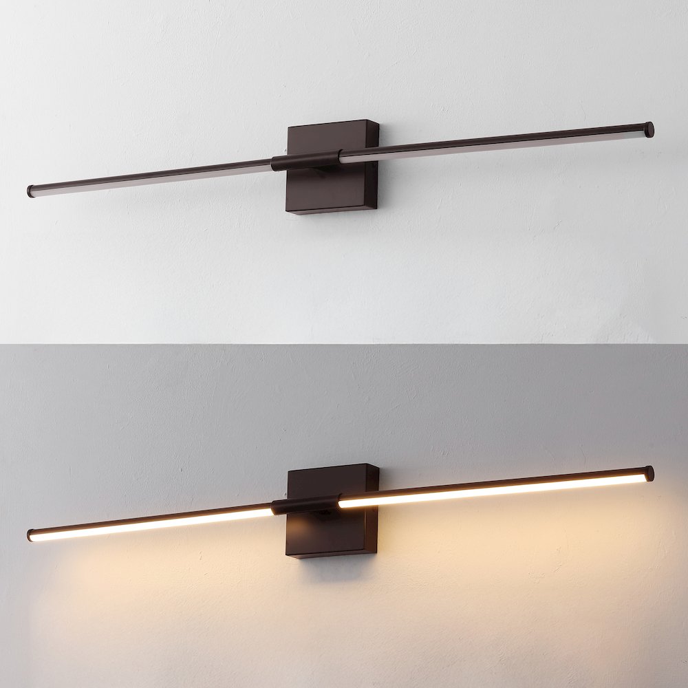 32" Minimalist Dimmable Integrated LED Metal Wall Sconce, Oil Rubbed Bronze. Picture 5