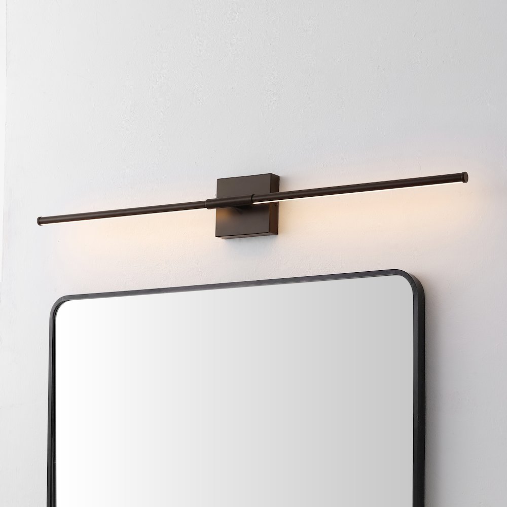 32" Minimalist Dimmable Integrated LED Metal Wall Sconce, Oil Rubbed Bronze. Picture 7