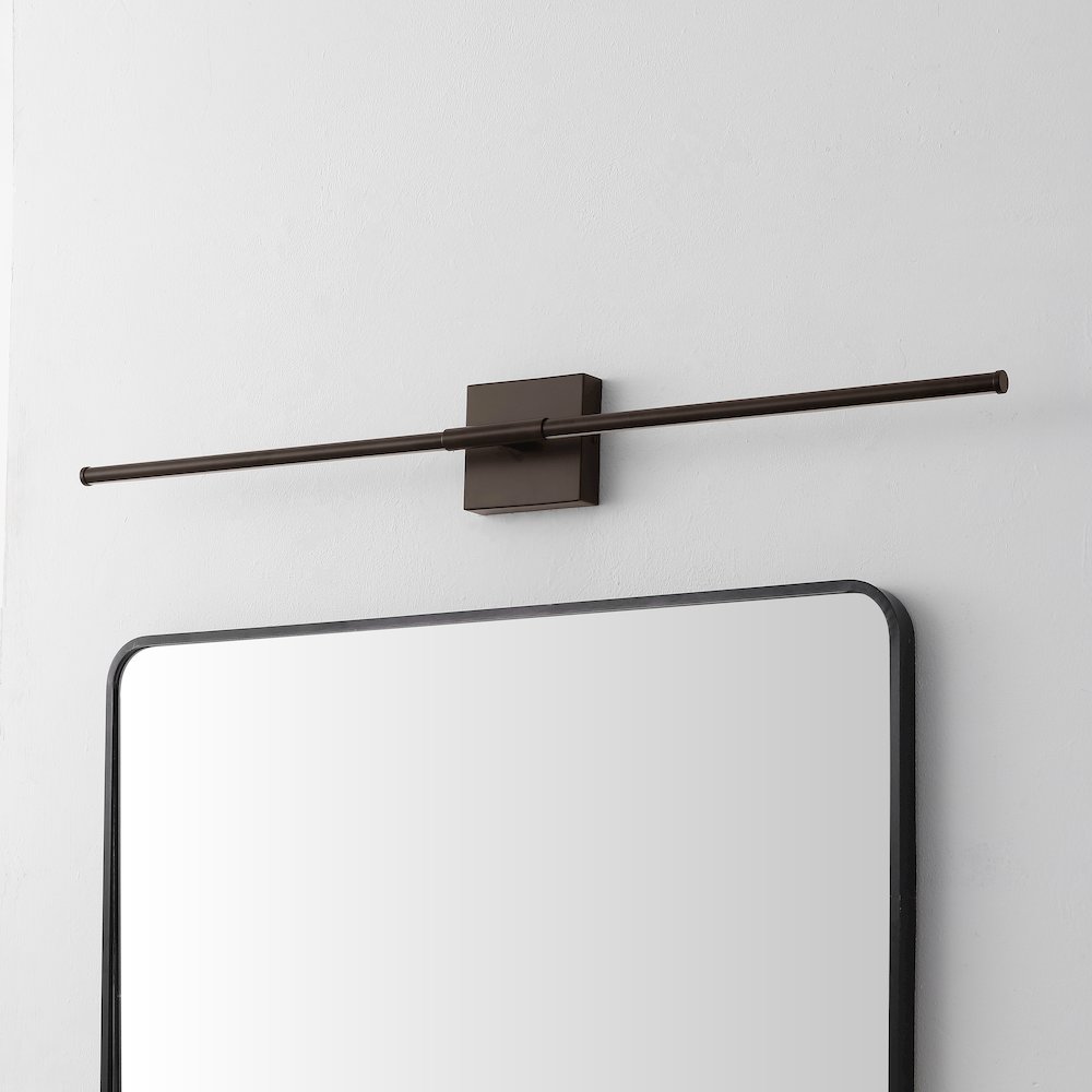 32" Minimalist Dimmable Integrated LED Metal Wall Sconce, Oil Rubbed Bronze. Picture 2
