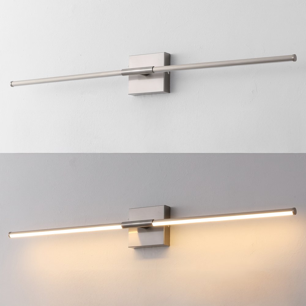 Makena 32" Modern Minimalist Dimmable Integrated LED Metal Wall Sconce, Nickel. Picture 5