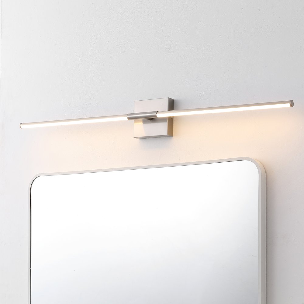 Makena 32" Modern Minimalist Dimmable Integrated LED Metal Wall Sconce, Nickel. Picture 7