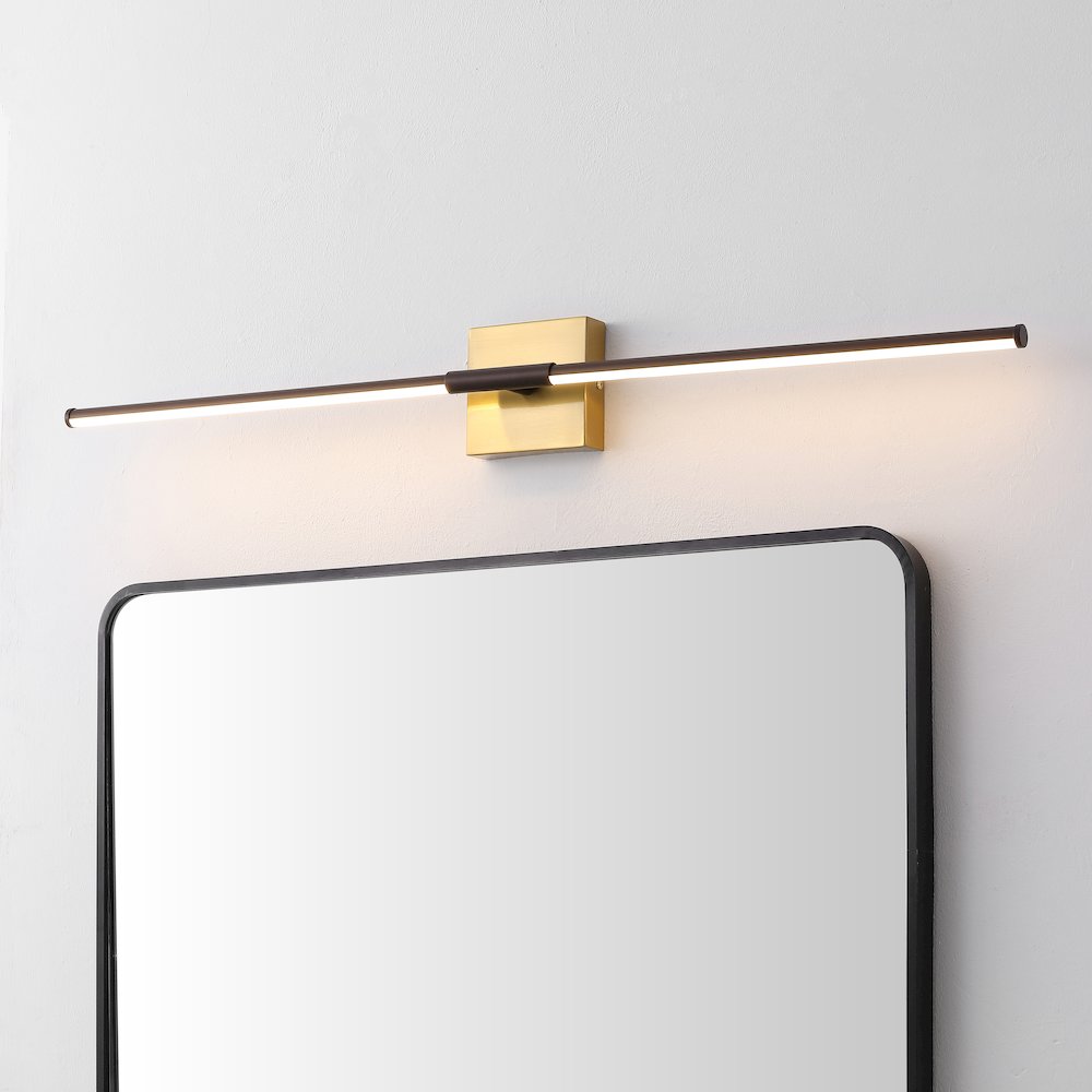 32" Dimmable Integrated LED Metal Wall Sconce, Oil Rubbed Bronze/Brass Gold. Picture 7