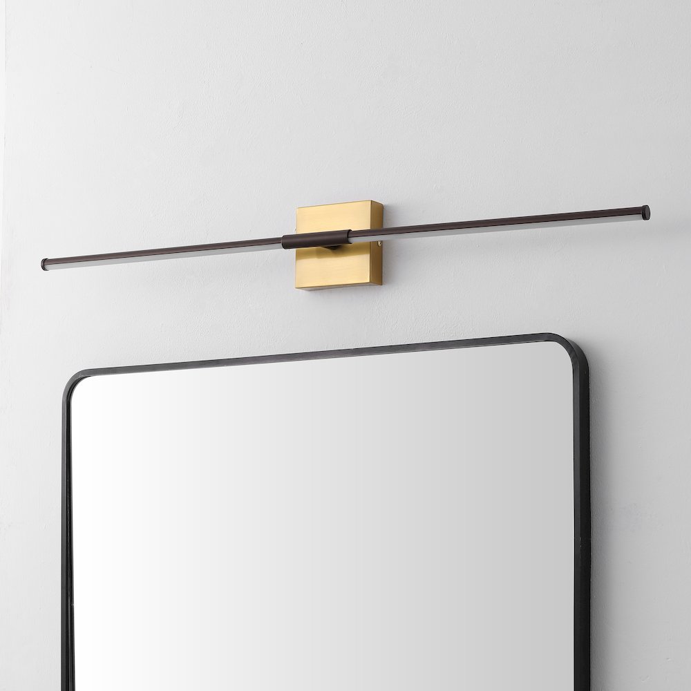 32" Dimmable Integrated LED Metal Wall Sconce, Oil Rubbed Bronze/Brass Gold. Picture 2