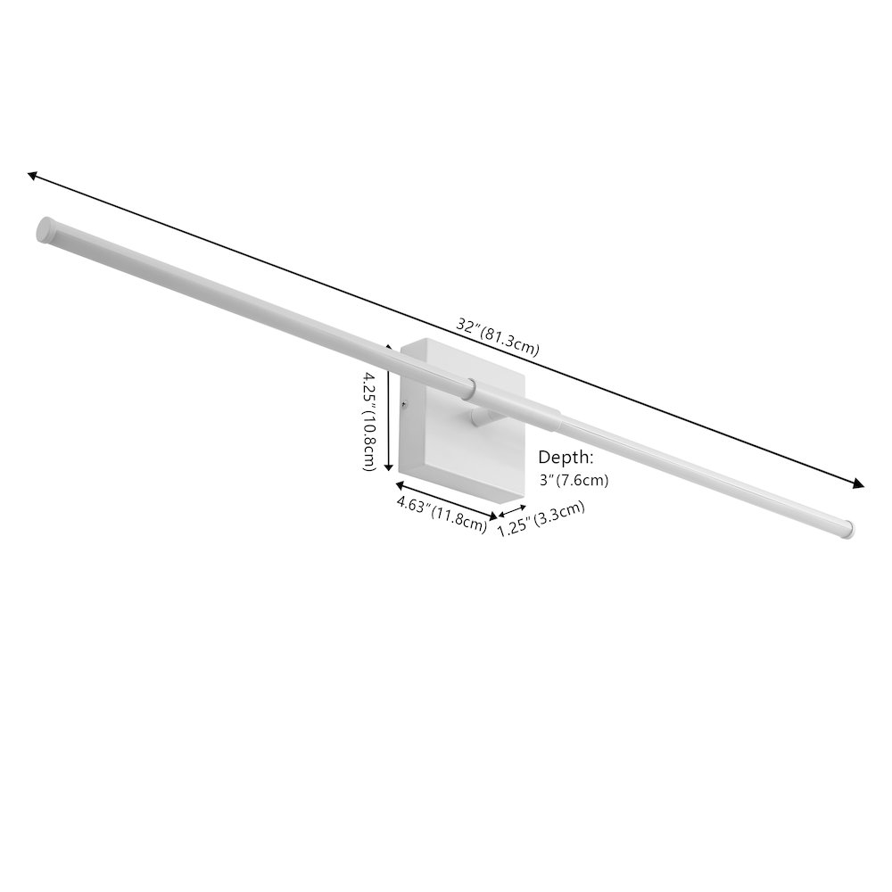 Makena 32" Modern Minimalist Dimmable Integrated LED Metal Wall Sconce, White. Picture 6