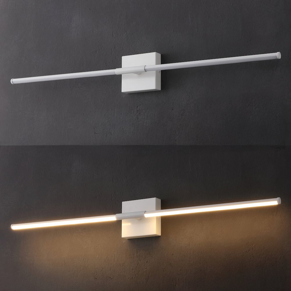 Makena 32" Modern Minimalist Dimmable Integrated LED Metal Wall Sconce, White. Picture 5