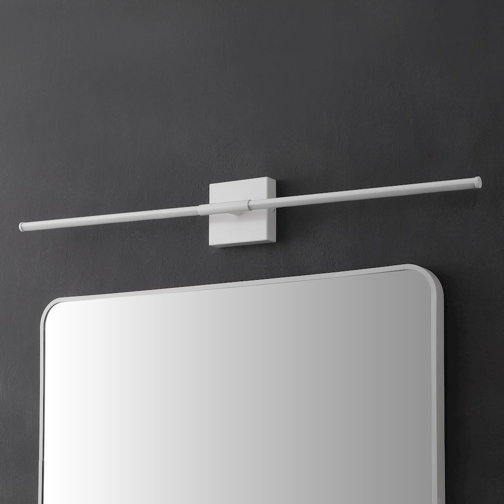 Makena 32" Modern Minimalist Dimmable Integrated LED Metal Wall Sconce, White. Picture 2