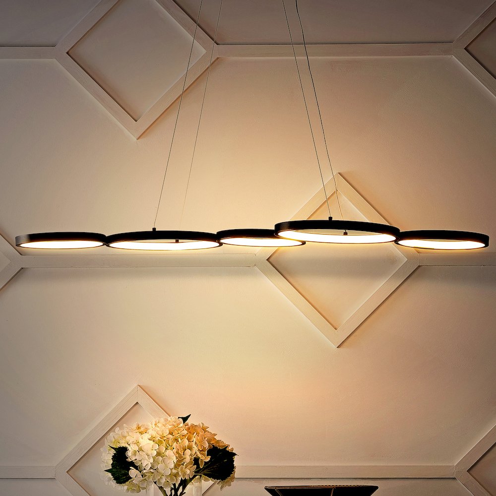 Roman Bohemian Coastal Iron Linear Integrated LED Pendant. Picture 8