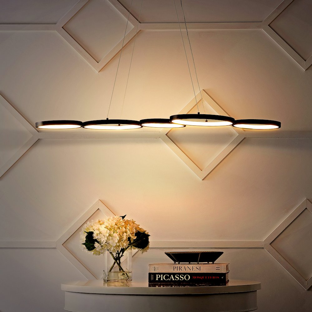 Roman Bohemian Coastal Iron Linear Integrated LED Pendant. Picture 5