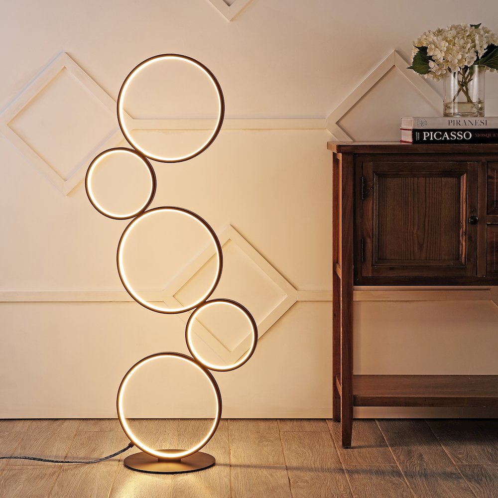 Pluto Stacked Circles Contemporary Modern Ironaluminum Integrated Led Floor Lamp. Picture 7