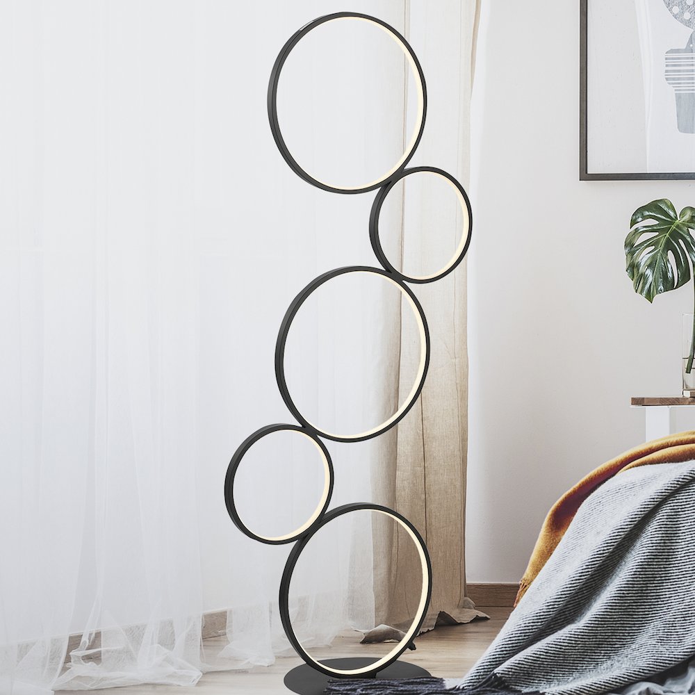 Pluto Stacked Circles Contemporary Modern Ironaluminum Integrated Led Floor Lamp. Picture 8