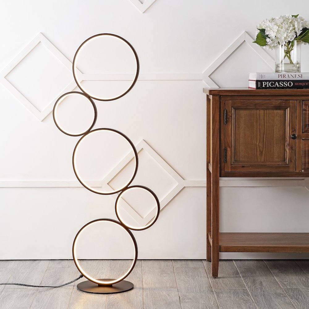 Pluto Stacked Circles Contemporary Modern Ironaluminum Integrated Led Floor Lamp. Picture 5