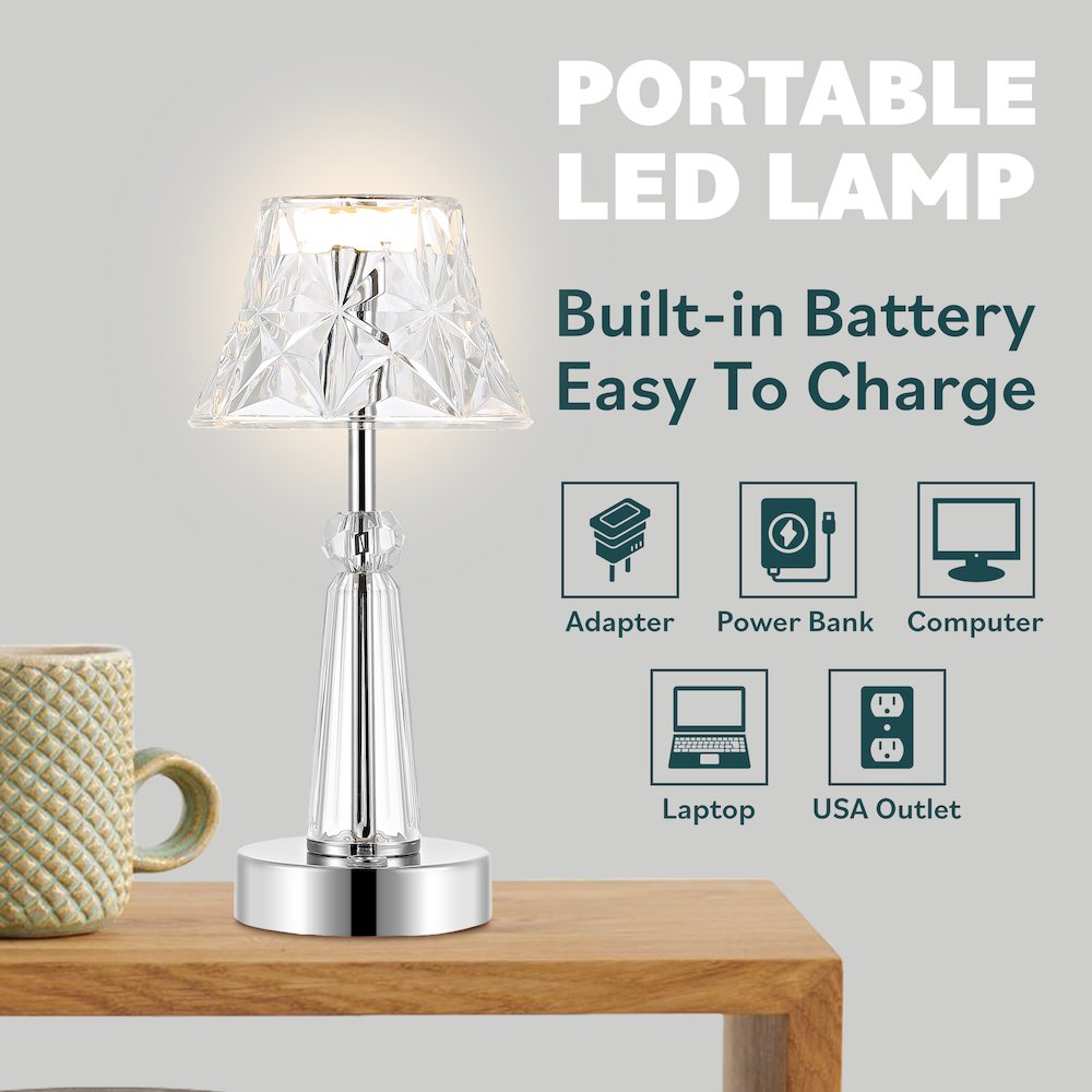Madelyn Bohemian Classic Acrylic Rechargeable Integrated Led Table Lamp. Picture 5
