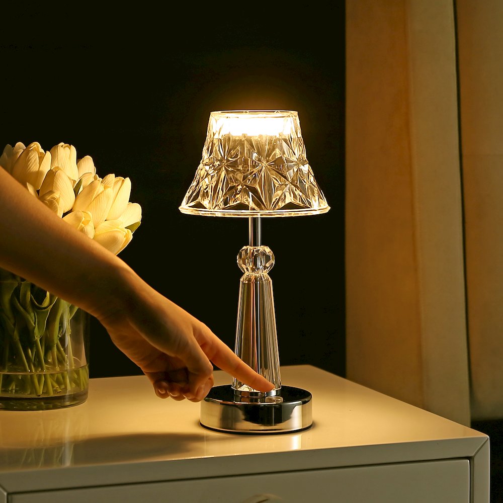 Madelyn Bohemian Classic Acrylic Rechargeable Integrated Led Table Lamp. Picture 8