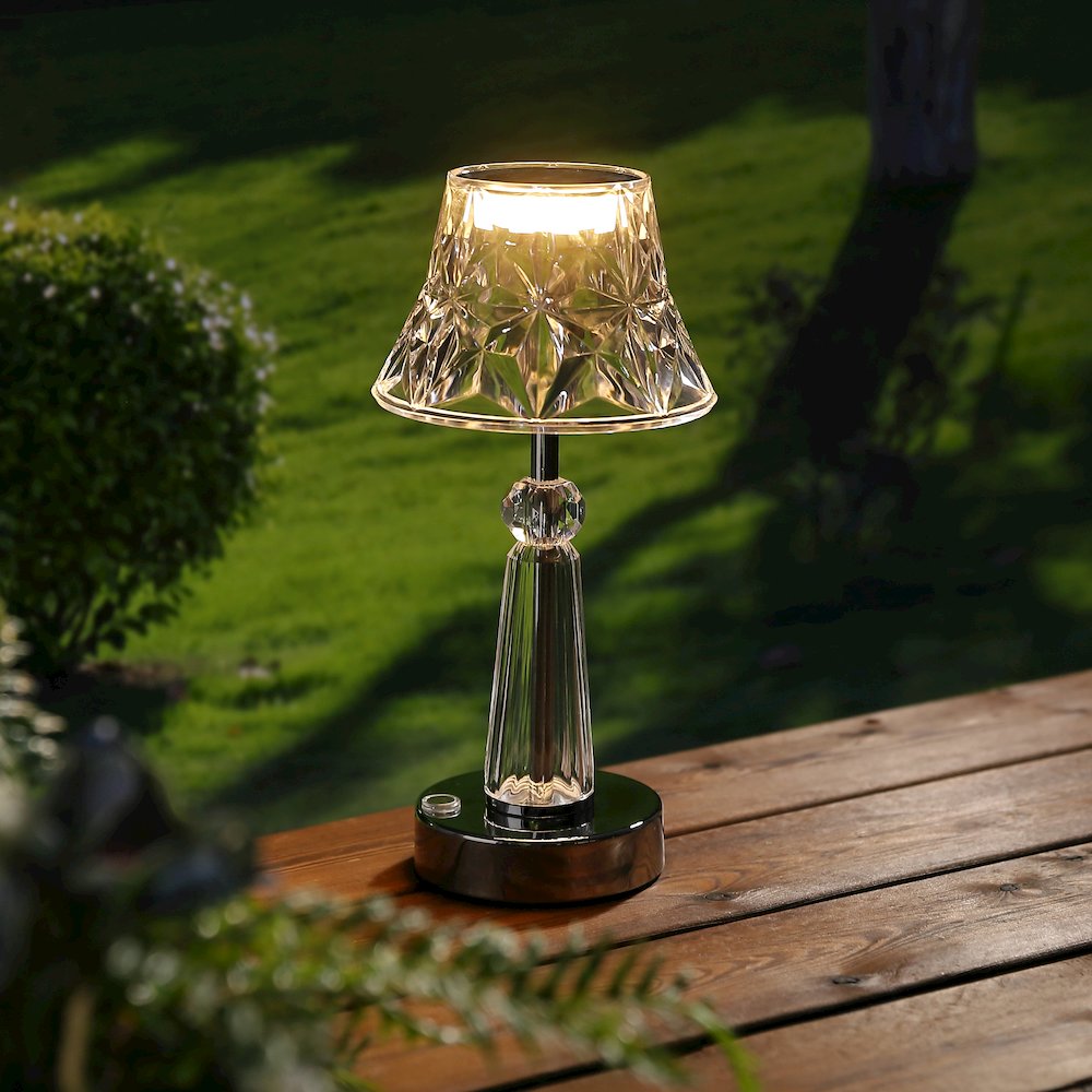 Madelyn Bohemian Classic Acrylic Rechargeable Integrated Led Table Lamp. Picture 10