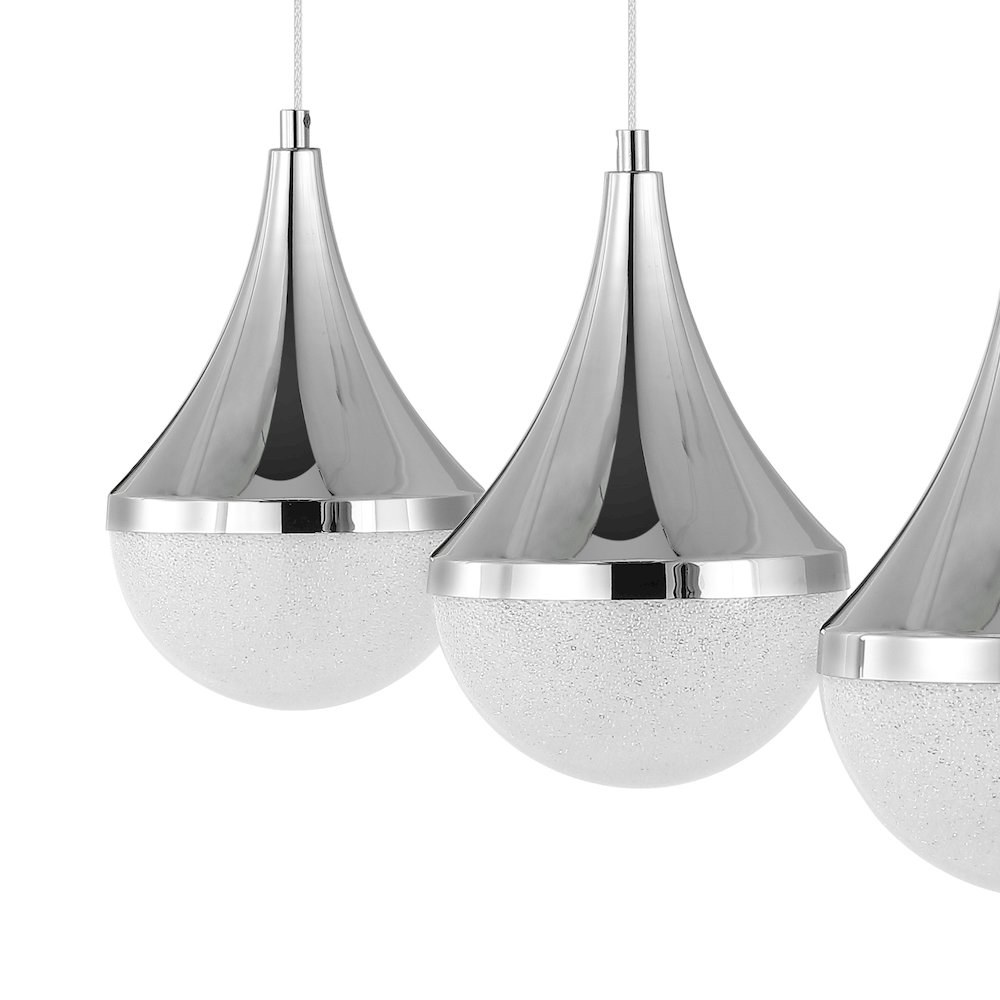 Elyse Teardrop Modern Mid Century Iron/Acrylic Integrated Linear Led Pendant. Picture 3