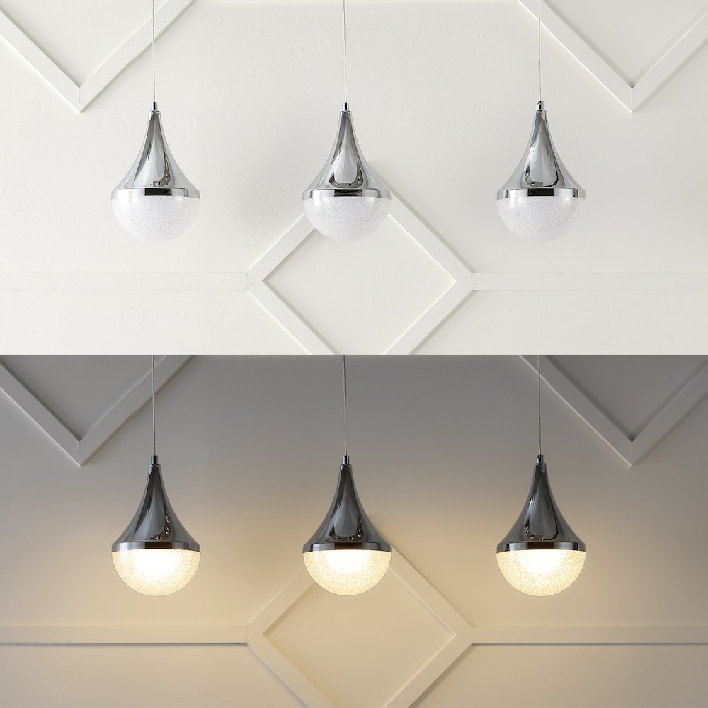 Elyse Teardrop Modern Mid Century Iron/Acrylic Integrated Linear Led Pendant. Picture 13