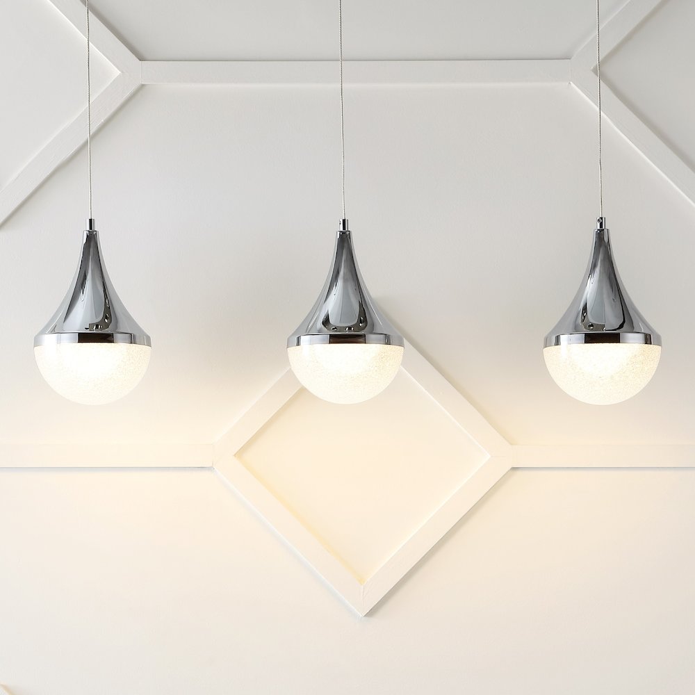 Elyse Teardrop Modern Mid Century Iron/Acrylic Integrated Linear Led Pendant. Picture 10