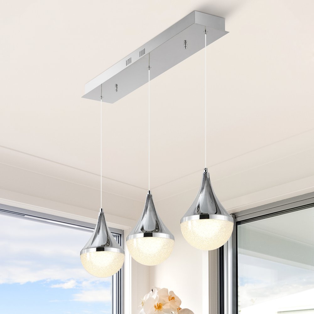 Elyse Teardrop Modern Mid Century Iron/Acrylic Integrated Linear Led Pendant. Picture 11