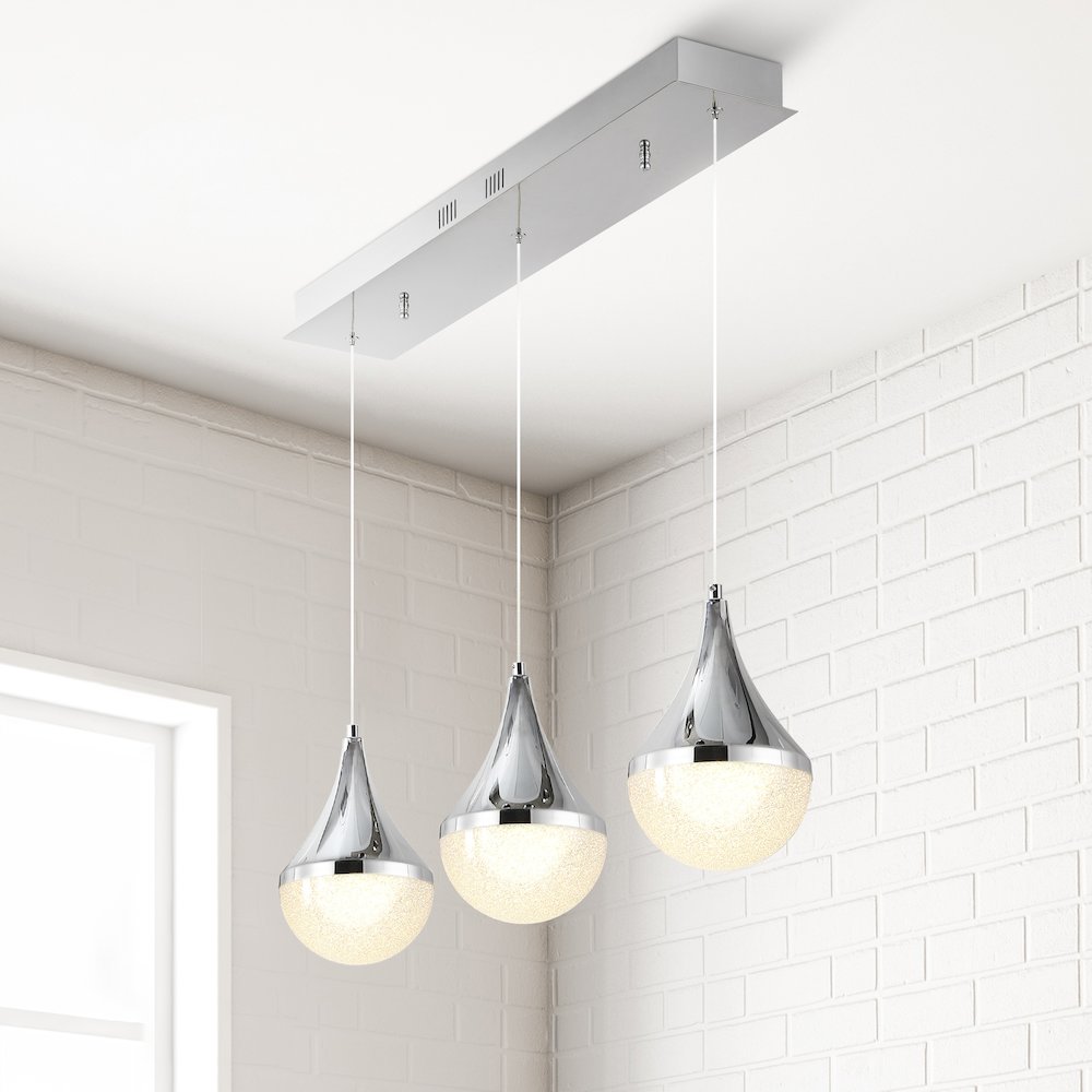 Elyse Teardrop Modern Mid Century Iron/Acrylic Integrated Linear Led Pendant. Picture 14