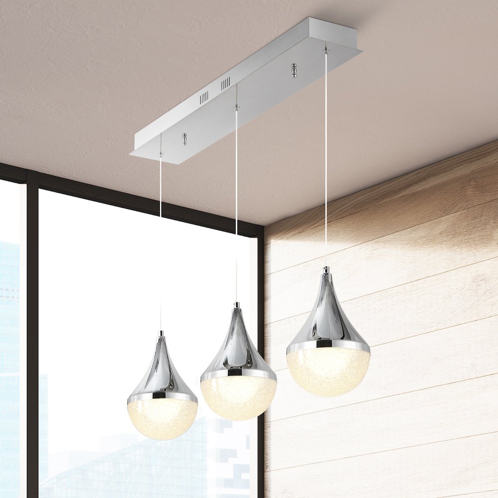 Elyse Teardrop Modern Mid Century Iron/Acrylic Integrated Linear Led Pendant. Picture 15