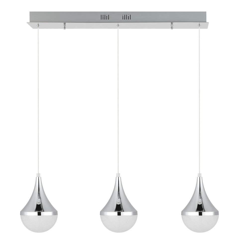 Elyse Teardrop Modern Mid Century Iron/Acrylic Integrated Linear Led Pendant. Picture 2