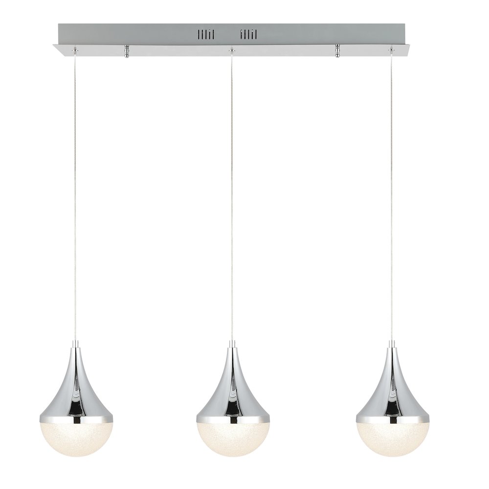 Elyse Teardrop Modern Mid Century Iron/Acrylic Integrated Linear Led Pendant. Picture 1