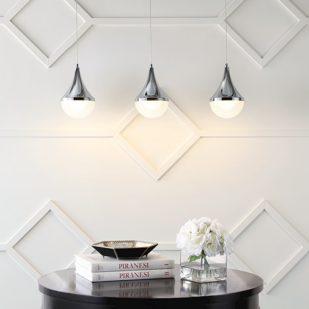 Elyse Teardrop Modern Mid Century Iron/Acrylic Integrated Linear Led Pendant. Picture 8