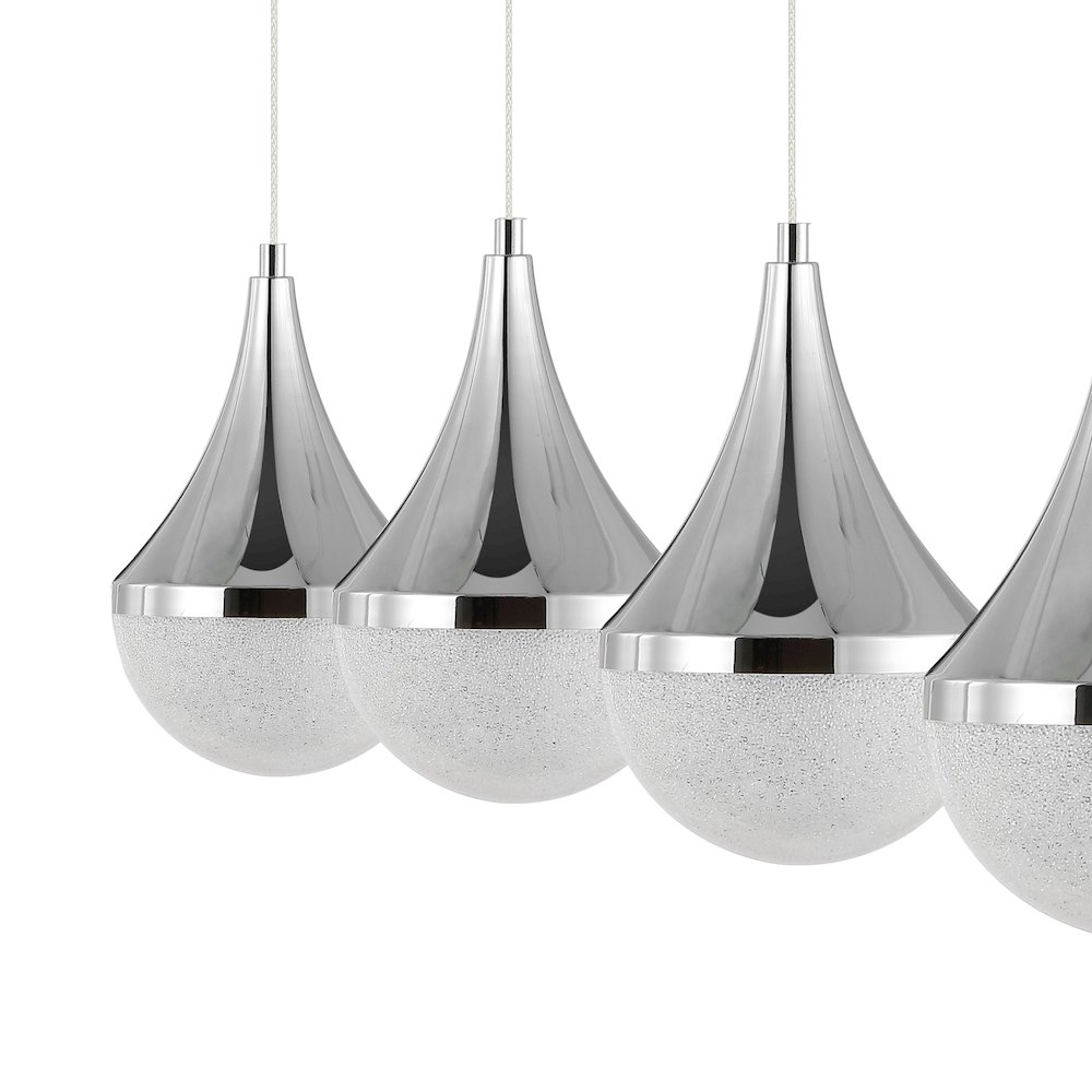 Elyse Teardrop Modern Mid Century Iron/Acrylic Integrated Linear Led Pendant. Picture 3