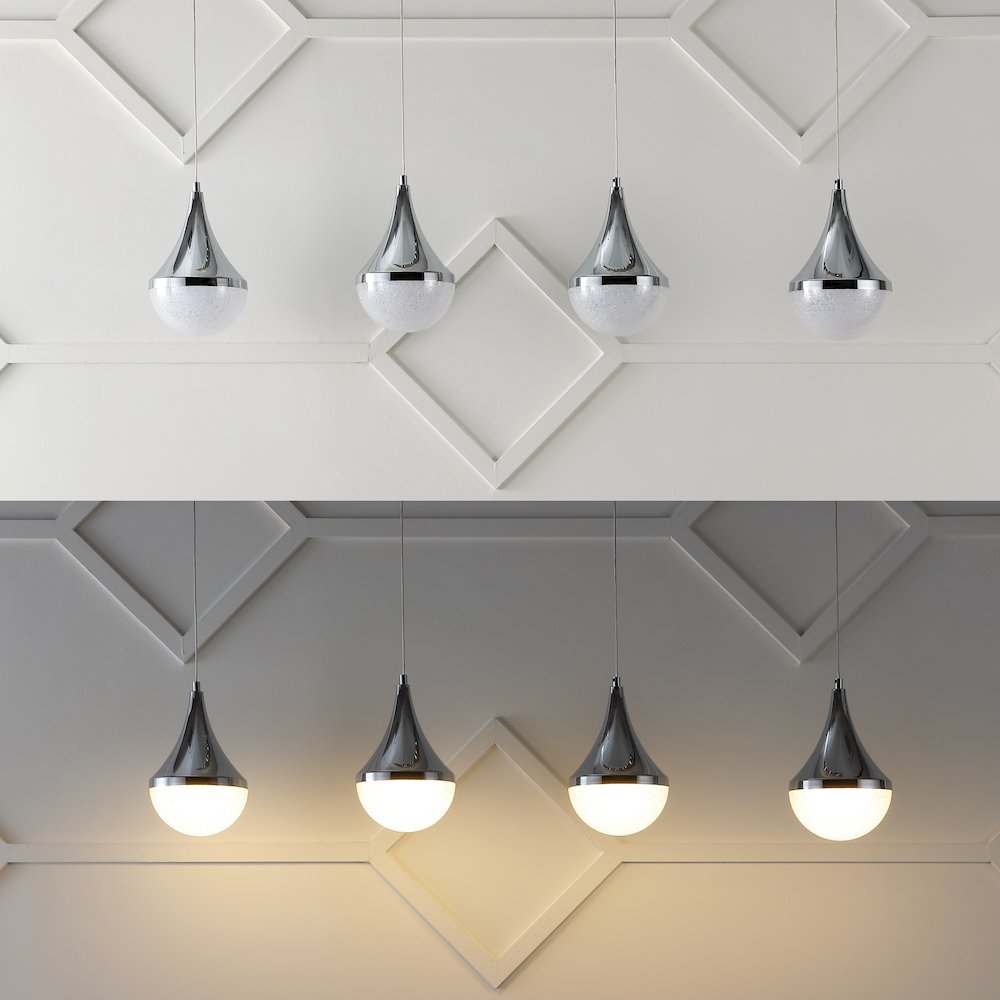 Elyse Teardrop Modern Mid Century Iron/Acrylic Integrated Linear Led Pendant. Picture 17