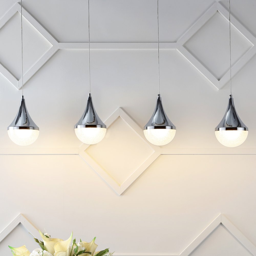 Elyse Teardrop Modern Mid Century Iron/Acrylic Integrated Linear Led Pendant. Picture 14