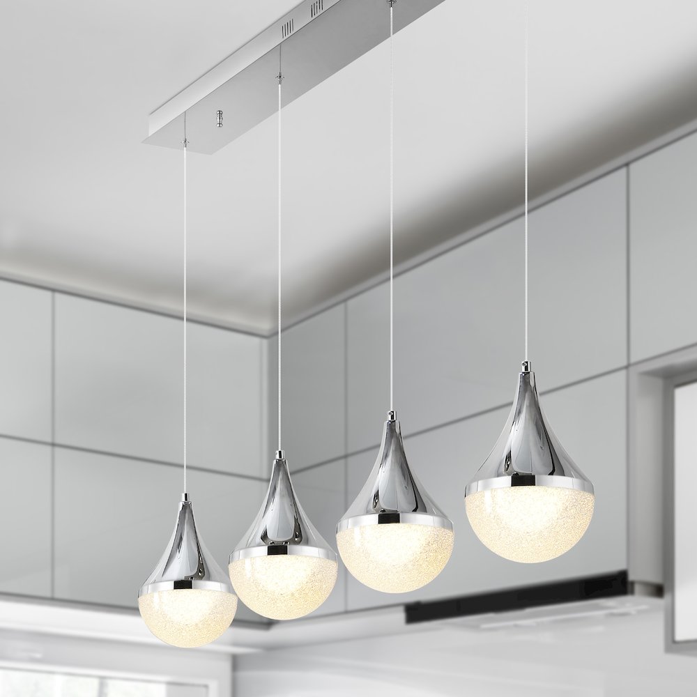 Elyse Teardrop Modern Mid Century Iron/Acrylic Integrated Linear Led Pendant. Picture 16