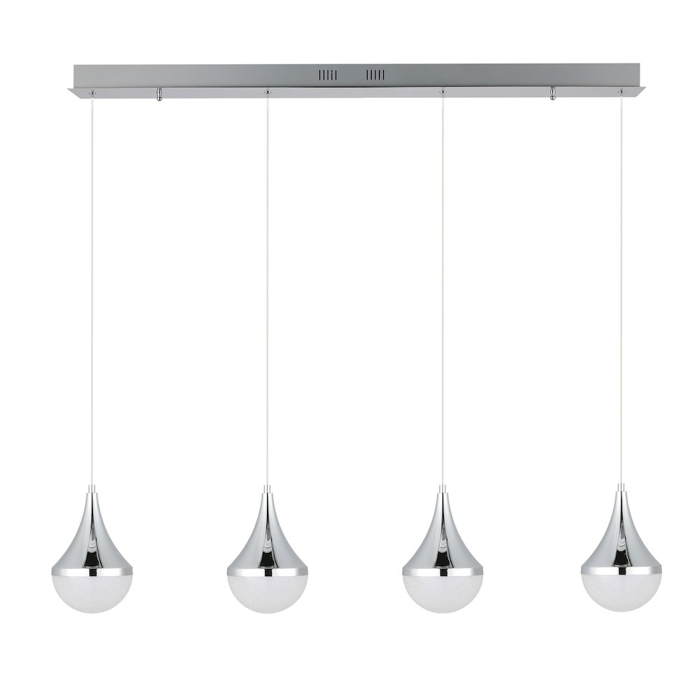 Elyse Teardrop Modern Mid Century Iron/Acrylic Integrated Linear Led Pendant. Picture 2