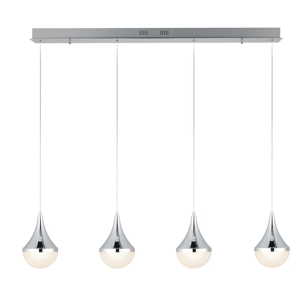 Elyse Teardrop Modern Mid Century Iron/Acrylic Integrated Linear Led Pendant. Picture 1
