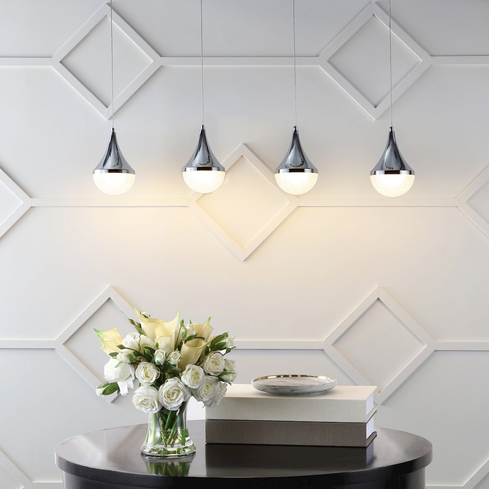 Elyse Teardrop Modern Mid Century Iron/Acrylic Integrated Linear Led Pendant. Picture 12