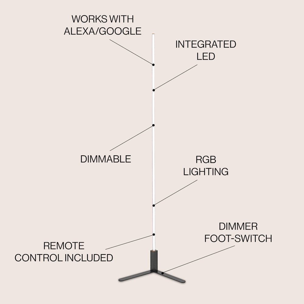 Potts Modern Contemporary Aluminum/Iron Integrated Led Post Floor Lamp. Picture 6