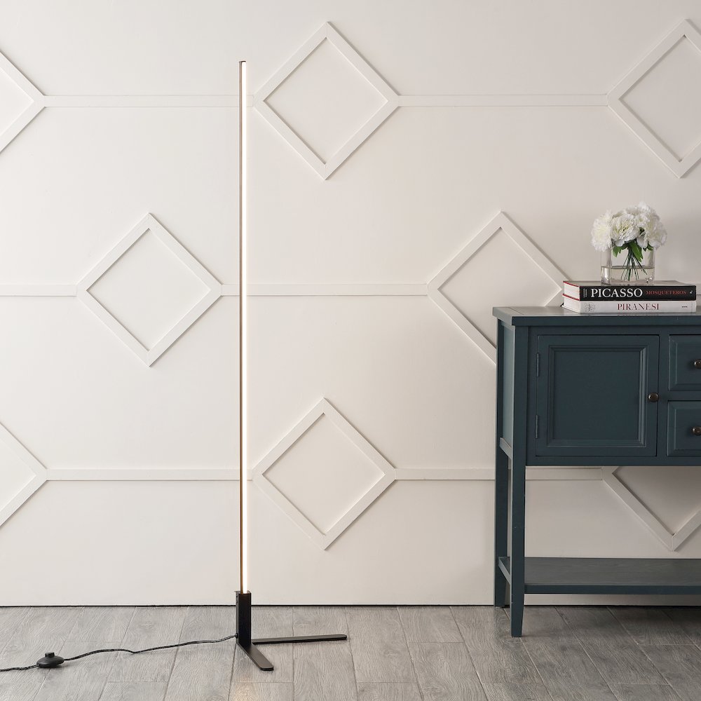 Potts Modern Contemporary Aluminum/Iron Integrated Led Post Floor Lamp. Picture 1