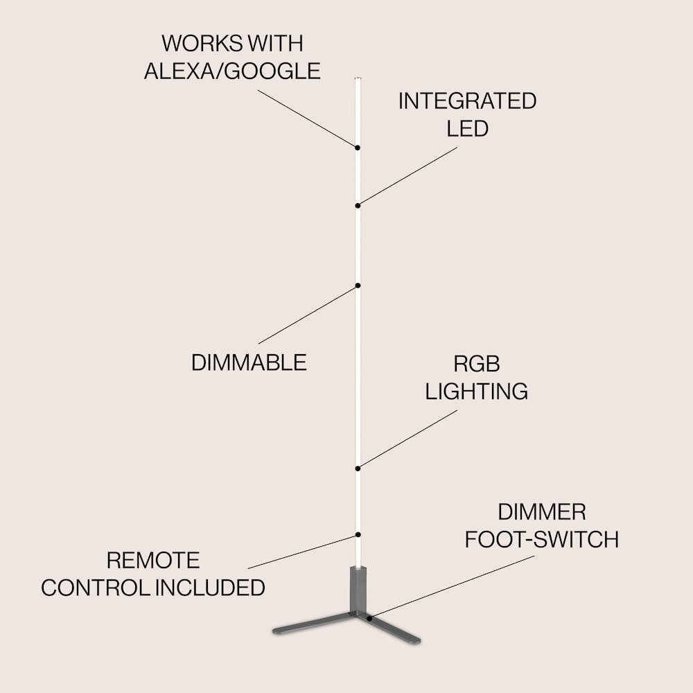 Potts Modern Contemporary Aluminum/Iron Integrated Led Post Floor Lamp. Picture 6