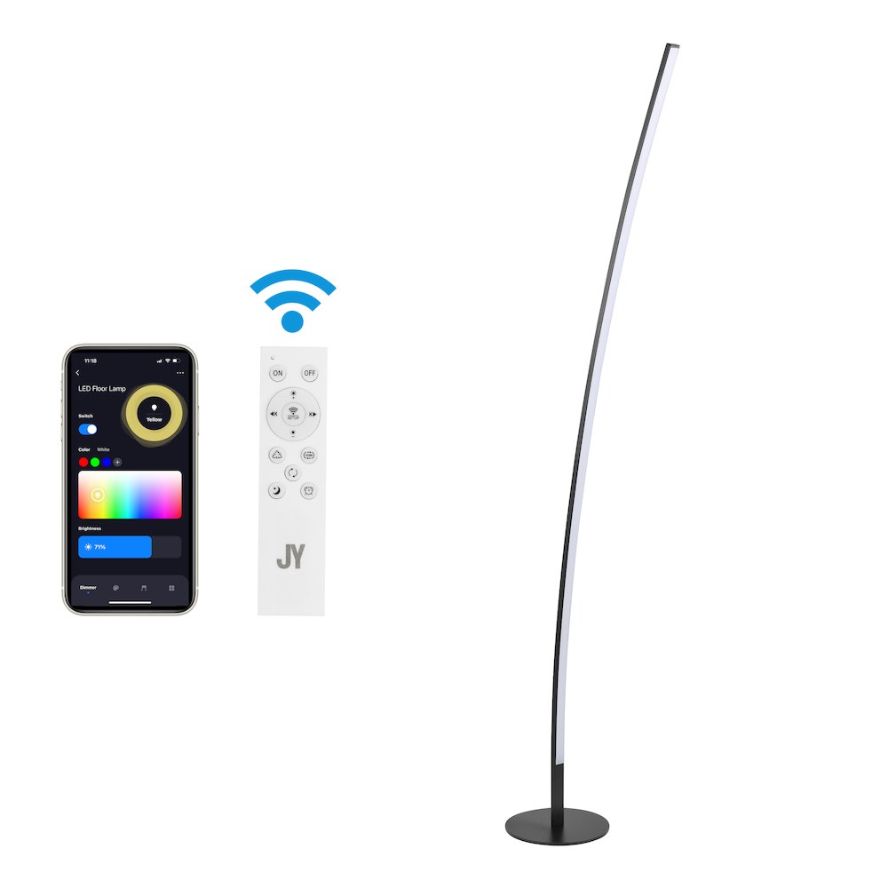Malthe Modern Contemporary Aluminum/Iron Arc Integrated Led Floor Lamp. Picture 3