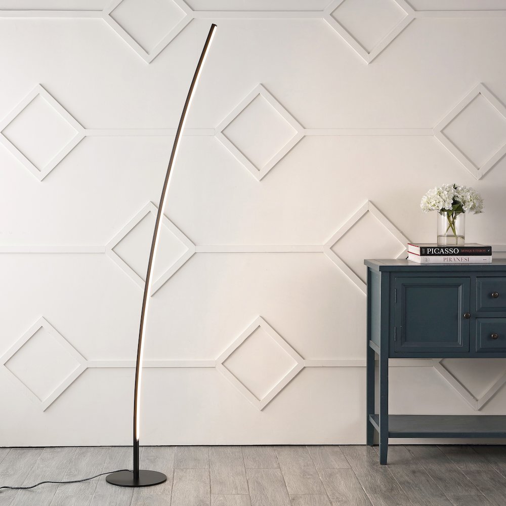 Malthe Modern Contemporary Aluminum/Iron Arc Integrated Led Floor Lamp. Picture 1