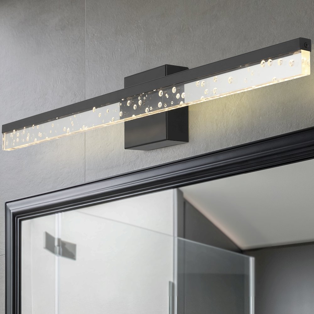 Mario Modern Contemporary Iron/Seeded Acrylic Integrated Led Vanity Light. Picture 9